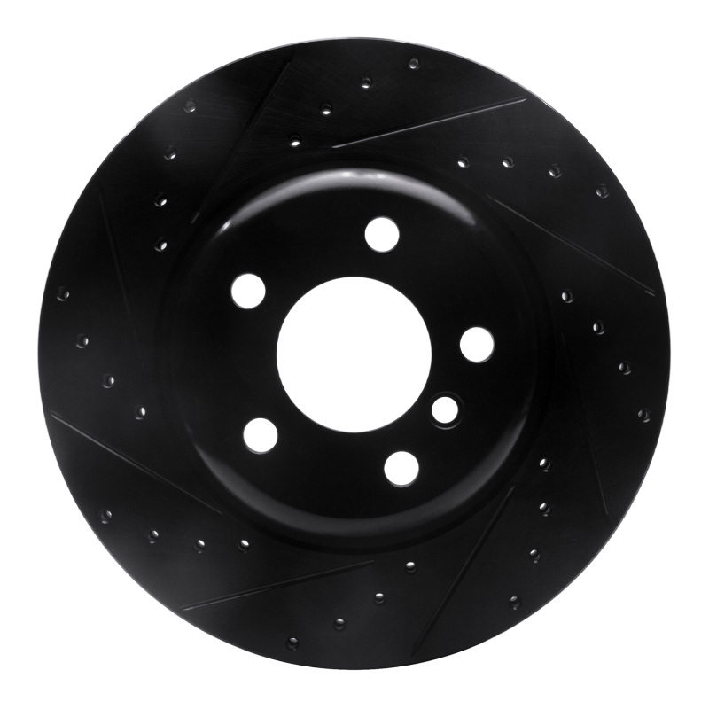 BMW 528I Brake Rotor (1) - Front Left - R1 Concepts - Drilled & Slotted - Black - `11-`16